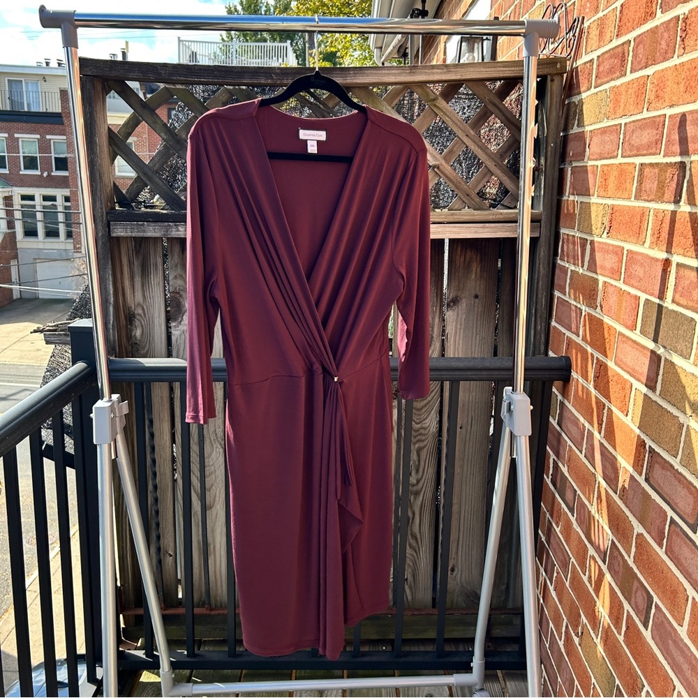 Charter Club Burgundy Faux-Wrap Dress XXL